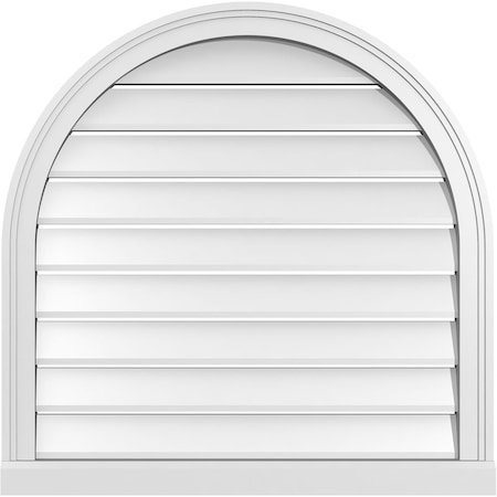 Ekena Millwork Round Top Surface Mount PVC Gable Vent: Functional, w/ 2"W x 2"P Brickmould Sill Frame, 30"W x 30"H GVPRT30X3003SF